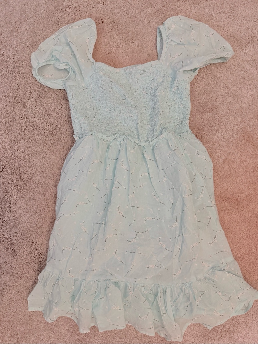 Vineyard Vines Light Blue Smocked Flutter-Sleeve Dress